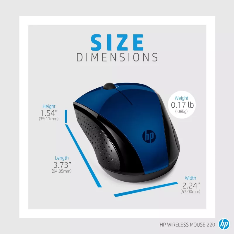 HP draadloze muis 220 (Lumiere Blue), ambidexter, RF draadloos, blauw