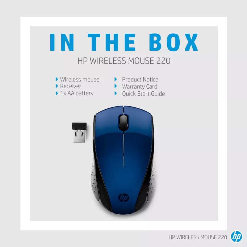 HP draadloze muis 220 (Lumiere Blue), ambidexter, RF draadloos, blauw