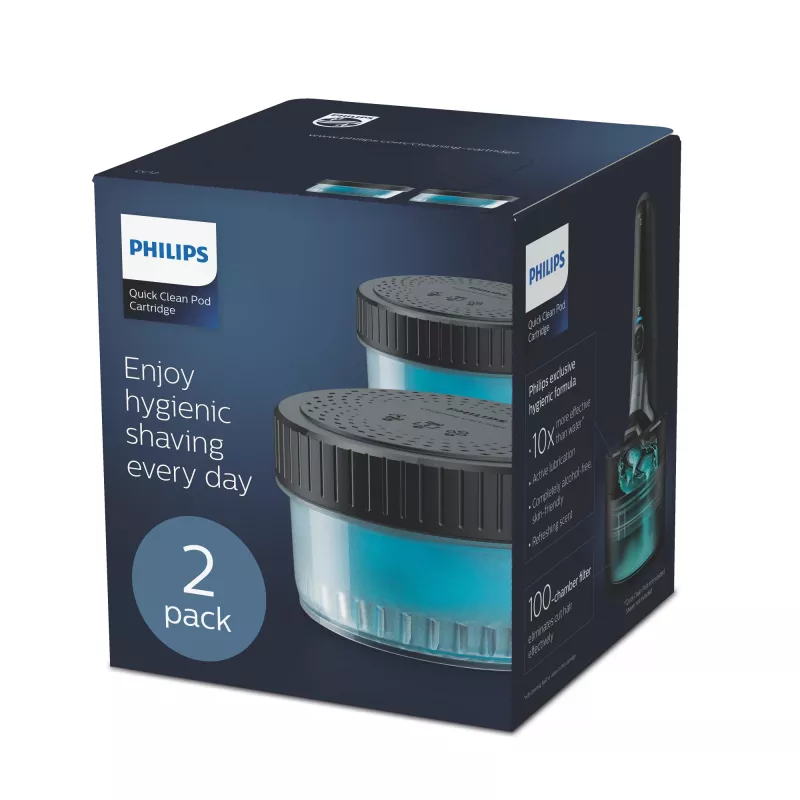 Philips Quick Clean Pod-cartridge CC12/50 2-pack reinigingscartridges voor elektrische scheerkoppen