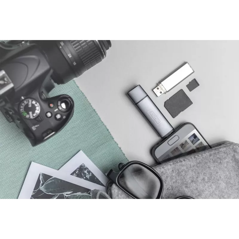 DIGITUS Combo Card Reader Hub (USB-C+USB 3.0) 1x SD, 1x MicroSD, 1x USB 3.0, grijs