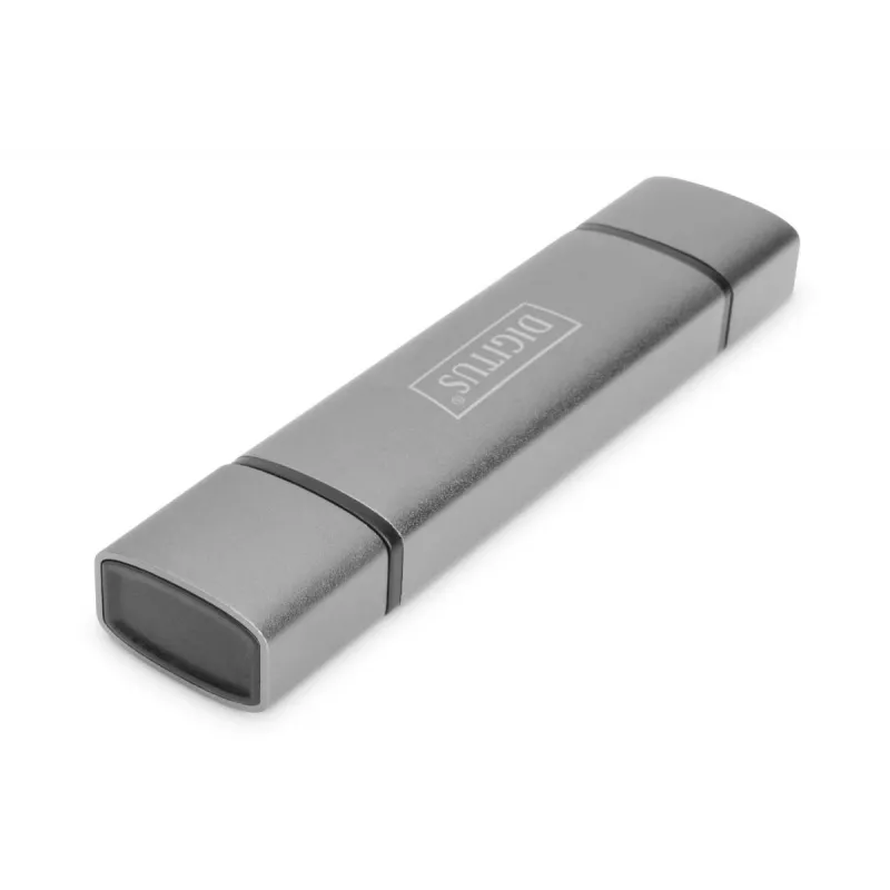 DIGITUS Combo Card Reader Hub (USB-C+USB 3.0) 1x SD, 1x MicroSD, 1x USB 3.0, grijs
