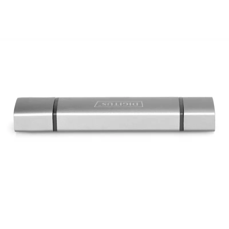 DIGITUS Combo Card Reader Hub (USB-C+USB 3.0) 1x SD, 1x MicroSD, 1x USB 3.0, grijs