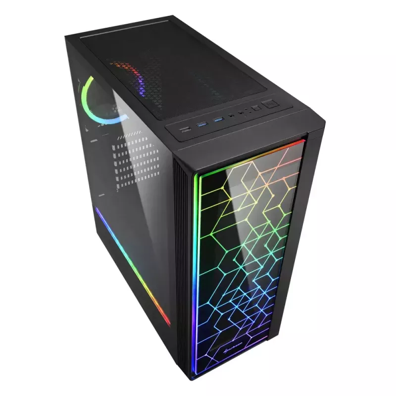 PC-behuizing Sharkoon RGB LIT 100 midi tower zwart