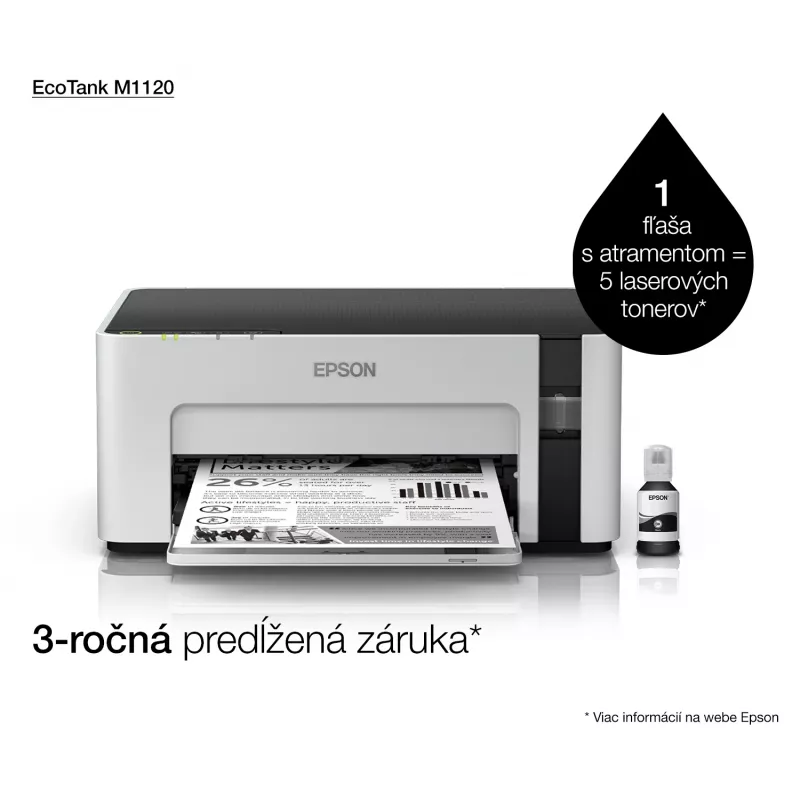 Inktjetprinter Epson EcoTank ET-M1120 — monochroom, A4, 1440x720 DPI, Wi-Fi, navulbare inktank