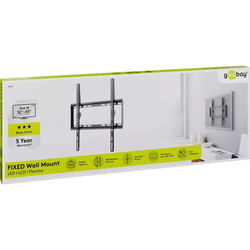 Goobay tv-muurbeugel Basic FIXED (M) 35 kg 32-55 inch VESA 200-400 mm