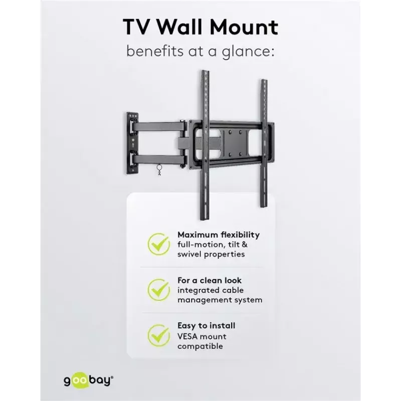 Goobay tv-muurbeugel Basic FULLMOTION M 35 kg 32-55 inch
