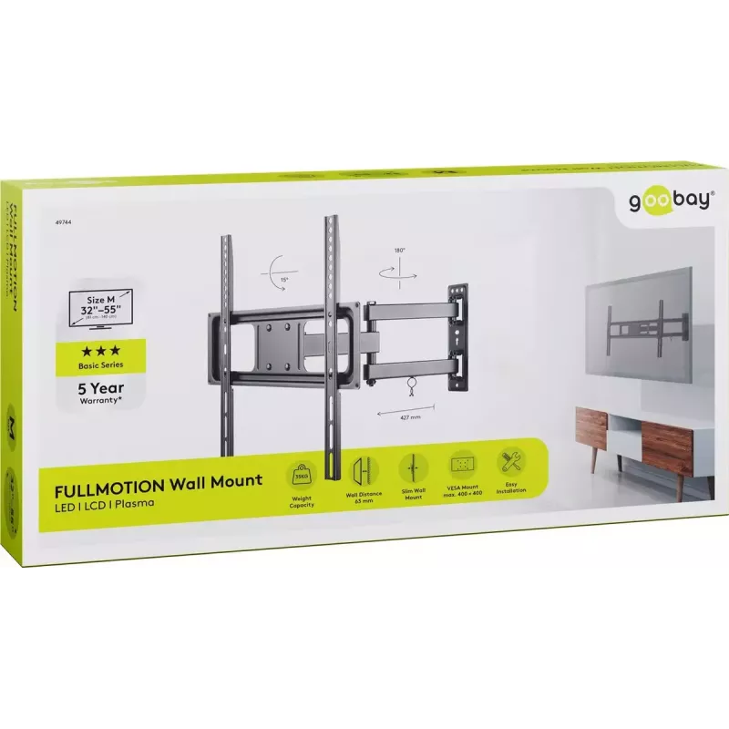 Goobay tv-muurbeugel Basic FULLMOTION M 35 kg 32-55 inch