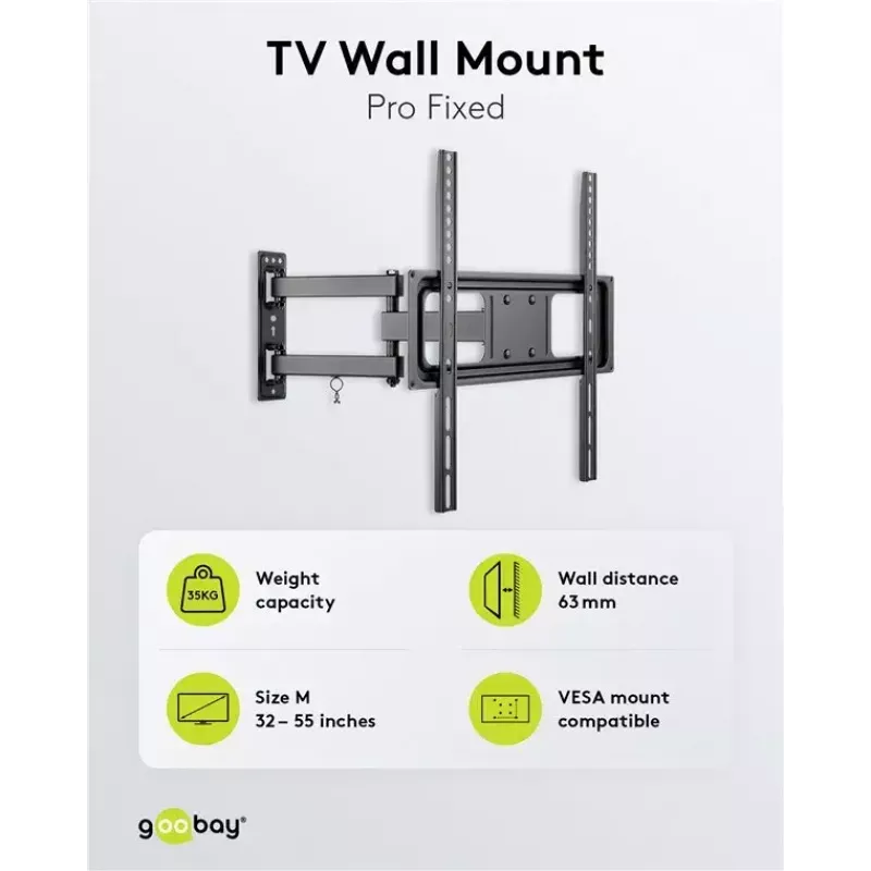 Goobay tv-muurbeugel Basic FULLMOTION M 35 kg 32-55 inch