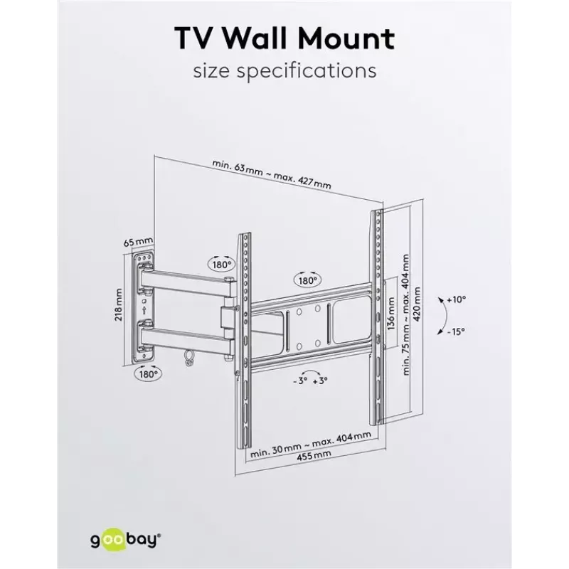 Goobay tv-muurbeugel Basic FULLMOTION M 35 kg 32-55 inch
