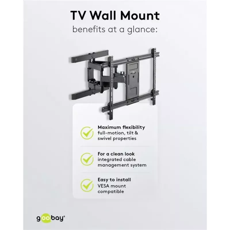 Goobay tv-muurbeugel Pro FULLMOTION (L) 60 kg 37–70 inch
