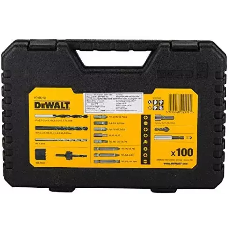 DeWALT DT71563 set schroefbits, boren en gatenzagen, 100 stuks