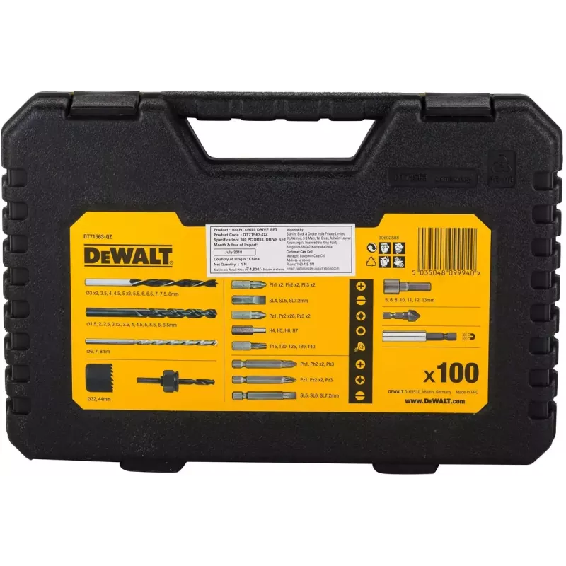 DeWALT DT71563 set schroefbits, boren en gatenzagen, 100 stuks