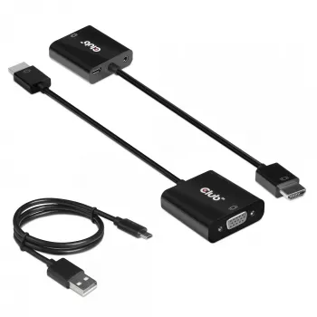 CLUB3D CAC-1302 Videokabeladapter 0,5 m HDMI type A (standaard) VGA (D-Sub) Zwart