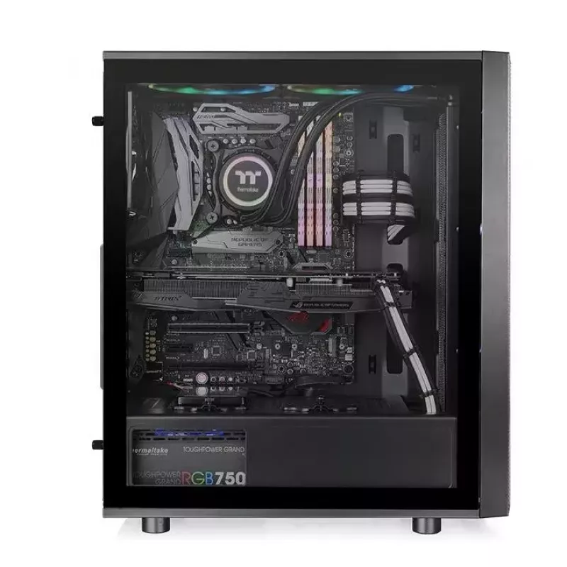 PC-behuizing Thermaltake Versa J25 TG RGB Midi Tower Zwart