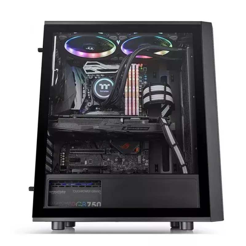 PC-behuizing Thermaltake Versa J25 TG RGB Midi Tower Zwart