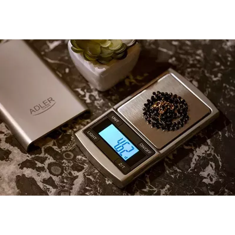 Precisieweegschaal Adler AD 3168, 100 g capaciteit, 0,01 g nauwkeurigheid, zilver, draagbaar