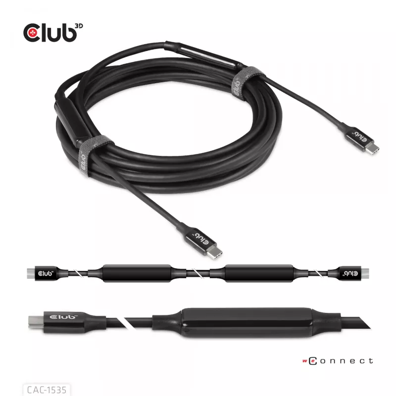 CLUB3D USB 3.2 Gen2 Type C naar C Actieve Bidirectionele kabel 8K60Hz M/M 5m/16.4ft