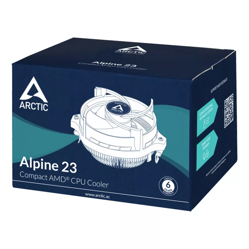ARCTIC Alpine 23 - Compacte AMD CPU-koeler Processor luchtkoeler 9 cm Aluminium, Zwart 1 st.