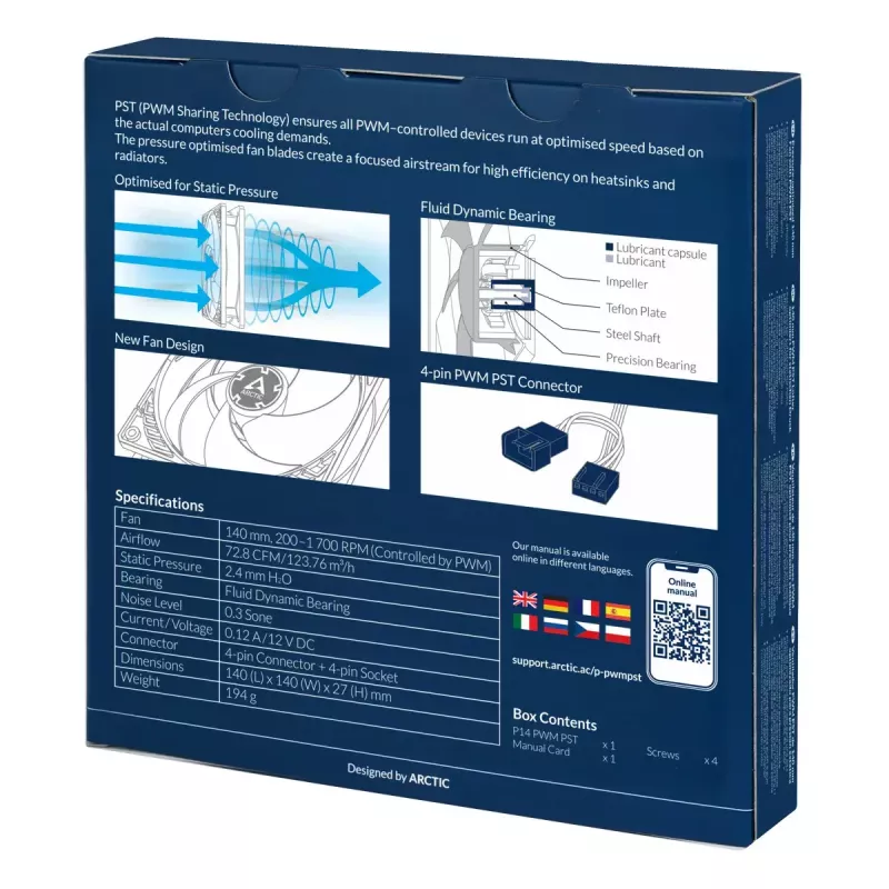 ARCTIC P14 PWM PST drukgeoptimaliseerde 140-mm-ventilator met PWM PST