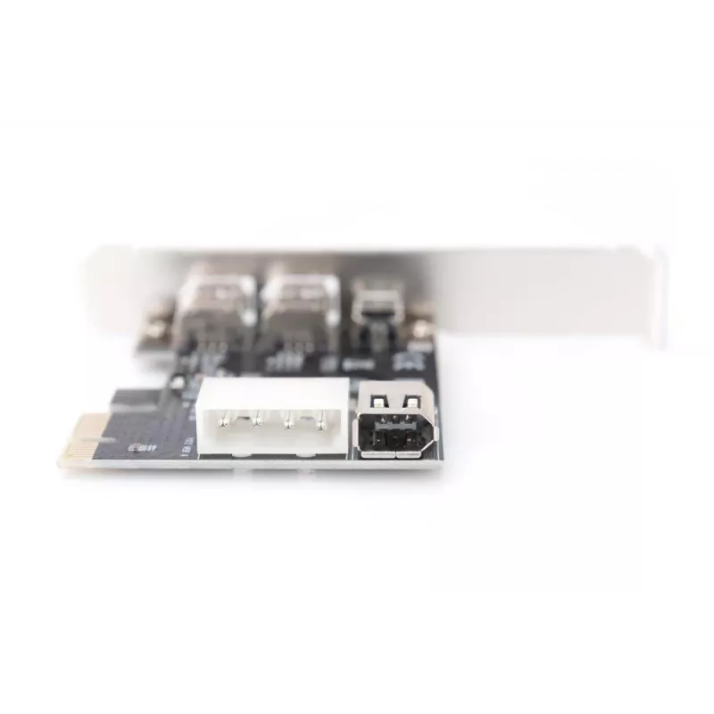 DIGITUS IEEE 1394a interfacekaart, Pci-e, 3 poort, 1x ext. 1394mini, 2x ext. 1394a poorten
