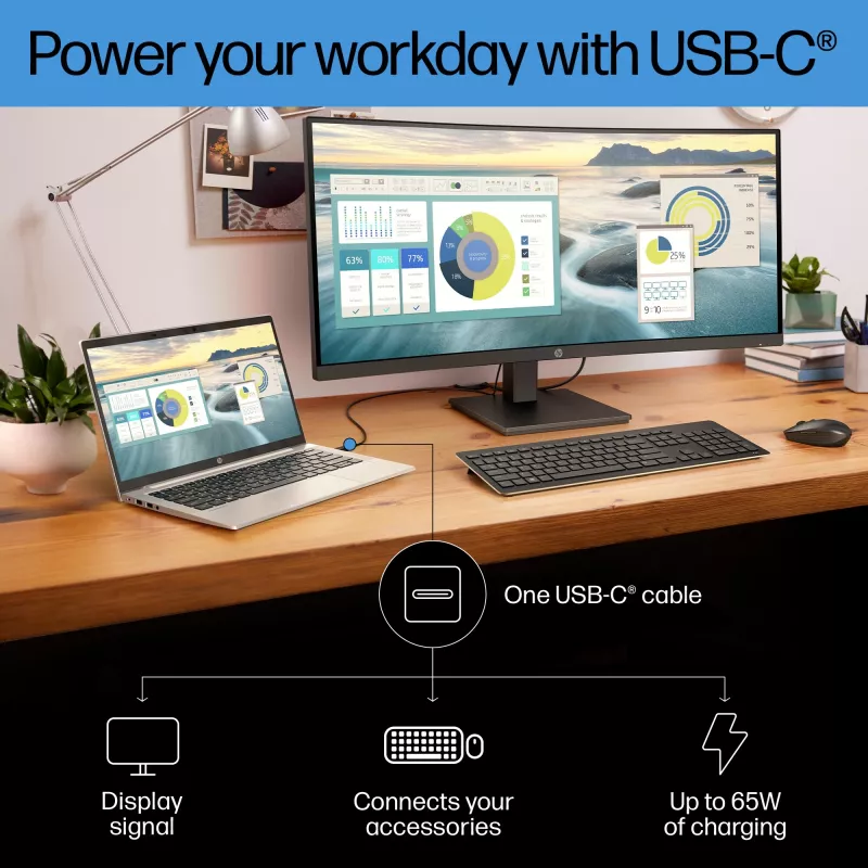Monitor HP P34hc G4 34 inch Wide Quad HD LCD 3440 x 1440