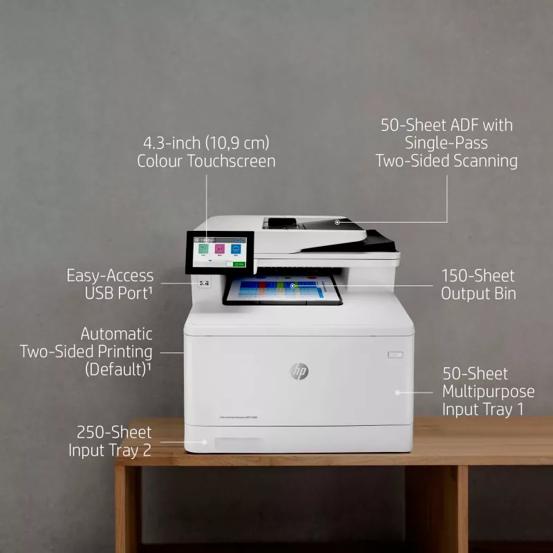 HP kleur LaserJet Enterprise MFP M480f, laser, kleurendruk, 600 x 600 DPI, A4, direct printen, wit, zwart