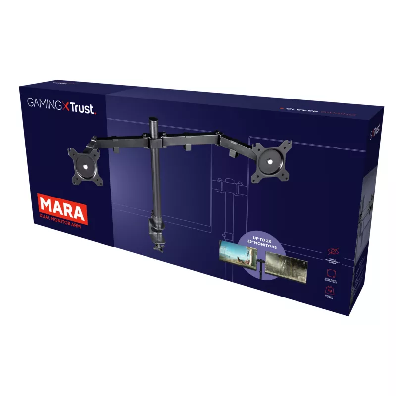 Trust GXT 1120 Mara Dual Monitor Arm 81,3 cm (32 inch) bureau zwart