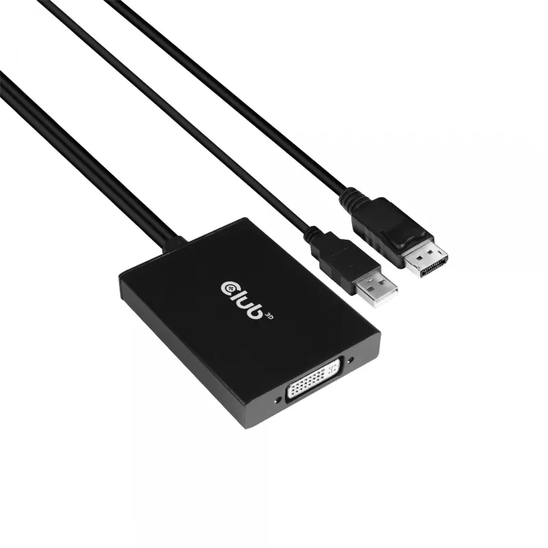 Club 3D CAC-1010-A actieve DisplayPort-naar-Dual Link DVI-D-adapter, DisplayPort 1.2a, USB-voeding, HDCP OFF, 0,6 m, zwart