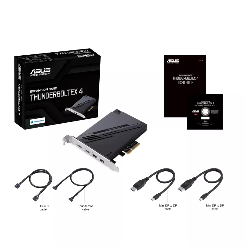 ASUS ThunderboltEX 4 interfacekaarten/adapters intern Mini DisplayPort, PCIe, Thunderbolt, USB 2.0, USB 3.2 Gen 2 (3.1 Gen 2)