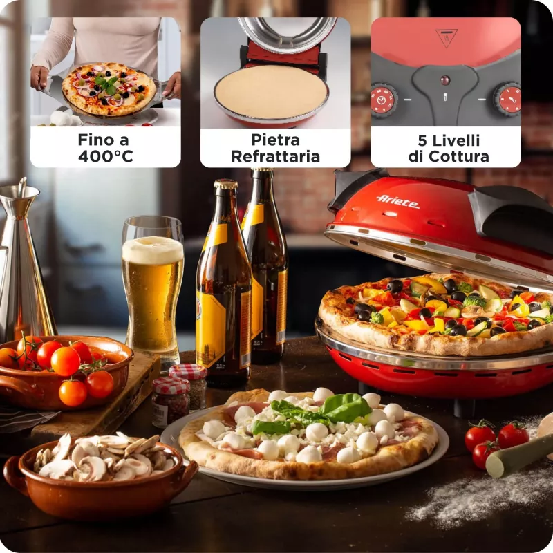 Pizzamaker Ariete 0909/10 1200 W zwart rood 1 pizza 33 cm