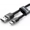 BASEUS gevlochten Cafule snellaadkabel - USB Type-A naar Type-C 2A - 3m - grijs/zwart (nylon)