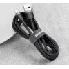BASEUS gevlochten Cafule snellaadkabel - USB Type-A naar Type-C 2A - 3m - grijs/zwart (nylon)