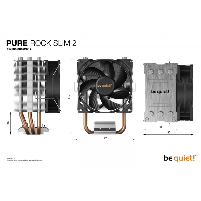 be quiet! PURE ROCK SLIM 2 processorkoeler 9,2 cm zilver 1 stuk