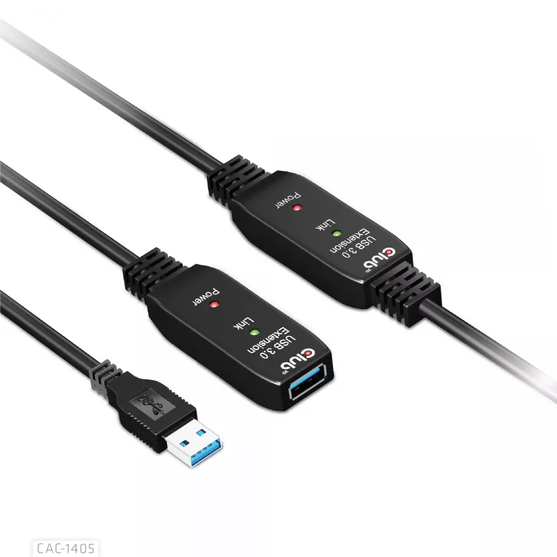 CLUB3D USB 3.2 Gen1 actieve repeater-kabel 10 m / 32.8ft M/F 28AWG