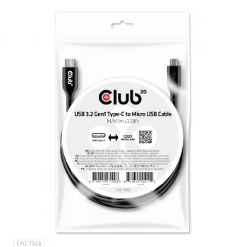 CLUB3D USB 3.2 Gen1 Type-C naar Micro-USB-kabel M/M 1 m / 3,28 ft