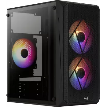 PC-behuizing AEROCOOL CS107V2 Mini Tower — zwart, microATX/Mini-ITX, 2x120mm ventilatoren, 1x3,5 inch + 2x2,5 inch vakken