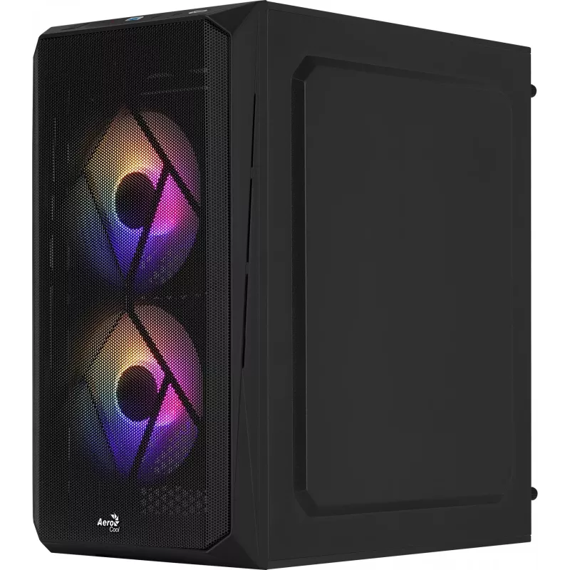 PC-behuizing AEROCOOL CS107V2 Mini Tower — zwart, microATX/Mini-ITX, 2x120mm ventilatoren, 1x3,5 inch + 2x2,5 inch vakken