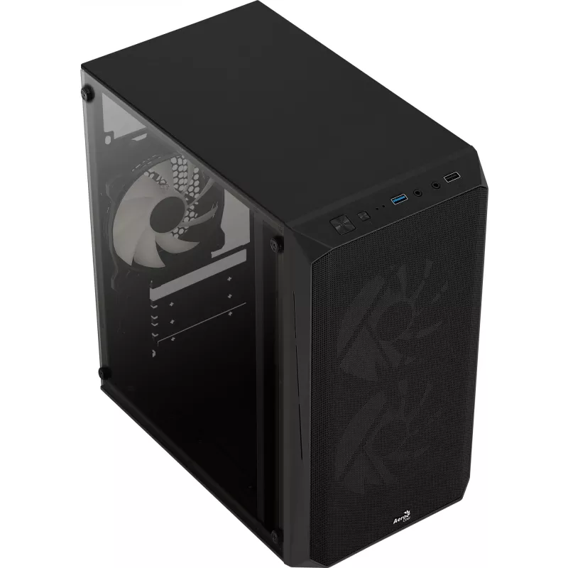 PC-behuizing AEROCOOL CS107V2 Mini Tower — zwart, microATX/Mini-ITX, 2x120mm ventilatoren, 1x3,5 inch + 2x2,5 inch vakken