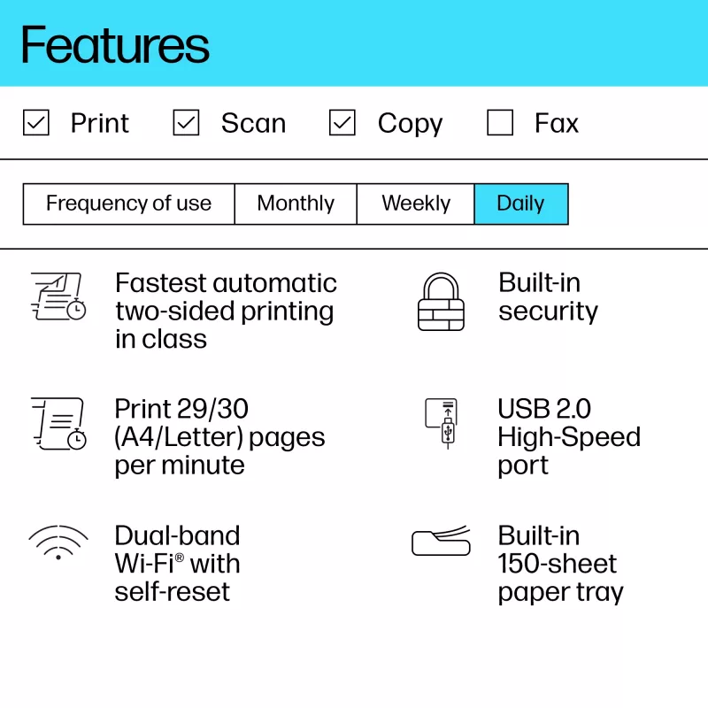 Multifunctionele laserprinter HP LaserJet MFP M234dw — mono, A4, 29 ppm, duplex, Wi‑Fi, Ethernet