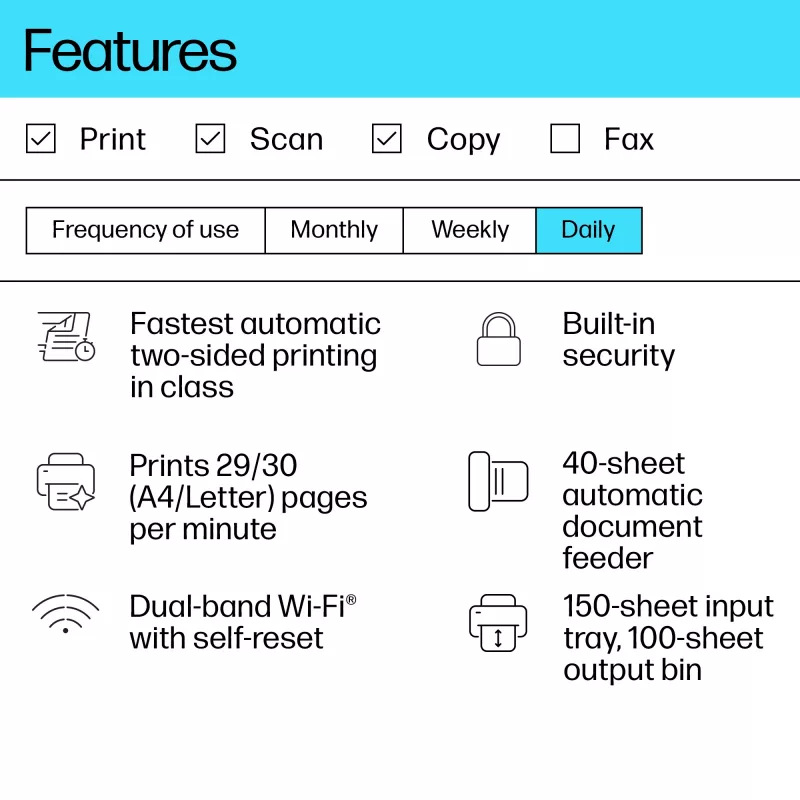 Multifunctionele laserprinter HP LaserJet MFP M234sdw — mono A4, 29 ppm, duplex, Wi‑Fi, Ethernet