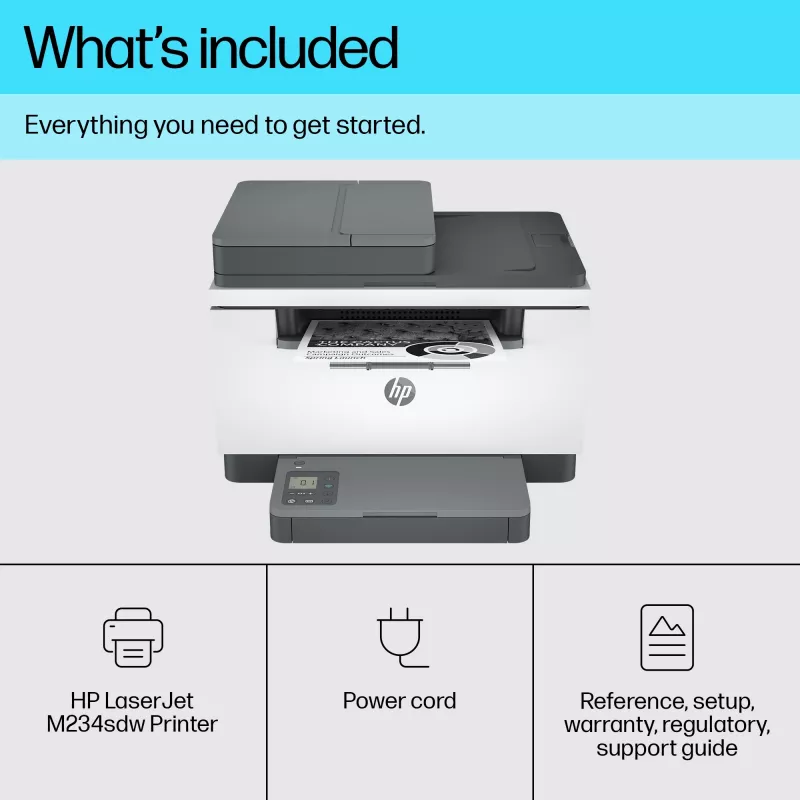 Multifunctionele laserprinter HP LaserJet MFP M234sdw — mono A4, 29 ppm, duplex, Wi‑Fi, Ethernet