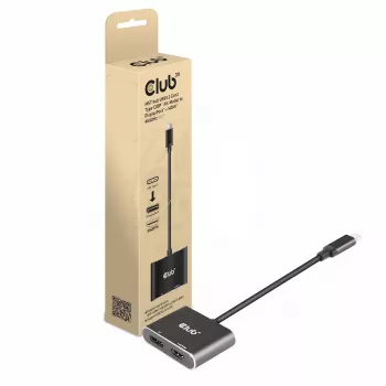 CLUB3D MST-hub USB3.2 Gen2 Type-C (DP Alt-Mode) naar DisplayPort + HDMI 4K60Hz M/F