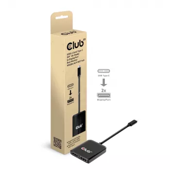 CLUB3D USB3.2 Gen2 Type-C (DP™ Alt-Mode) naar DisplayPort™ dual-monitor 4K60Hz M/F MST-hub