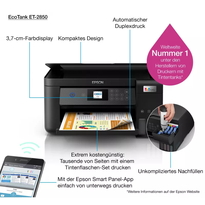 Epson EcoTank ET-2850 A4 multifunctionele WLAN-inkttankprinter
