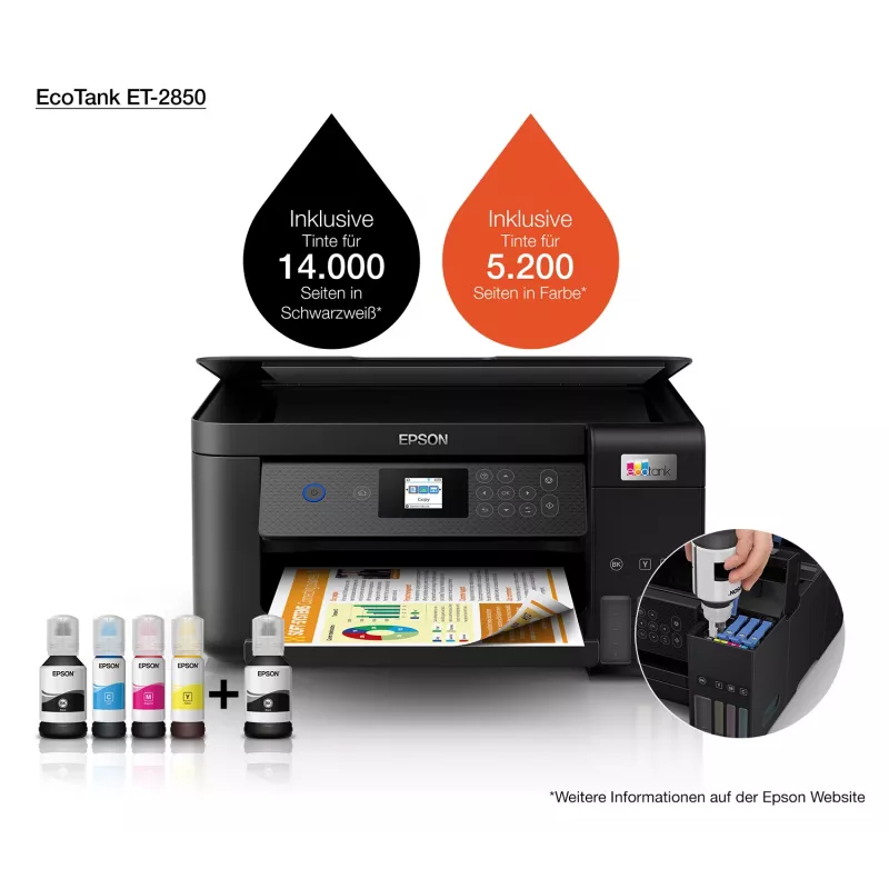 Epson EcoTank ET-2850 A4 multifunctionele WLAN-inkttankprinter