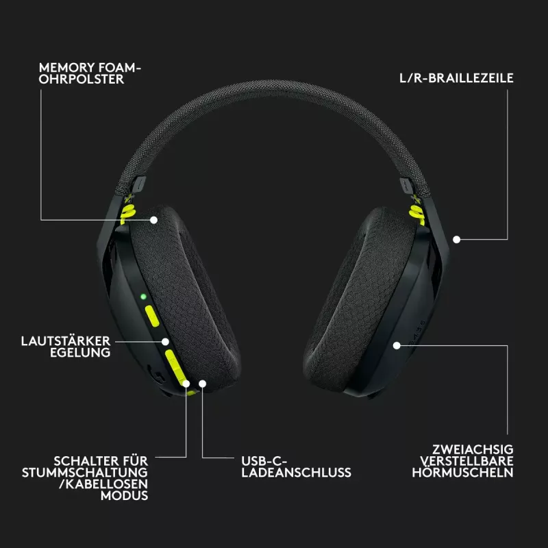 LOGITECH G435 Lightspeed draadloze gaming-headset - zwart