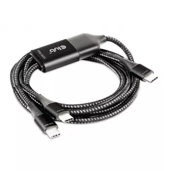 CLUB3D USB Type-C Y-oplaadkabel naar 2x USB Type-C, max. 100W, 1,83m/6ft M/M