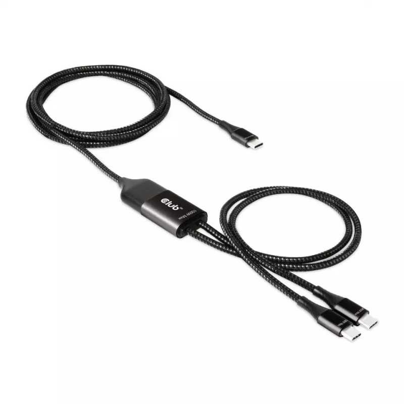 CLUB3D USB Type-C Y-oplaadkabel naar 2x USB Type-C, max. 100W, 1,83m/6ft M/M