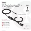 CLUB3D USB Type-C Y-oplaadkabel naar 2x USB Type-C, max. 100W, 1,83m/6ft M/M