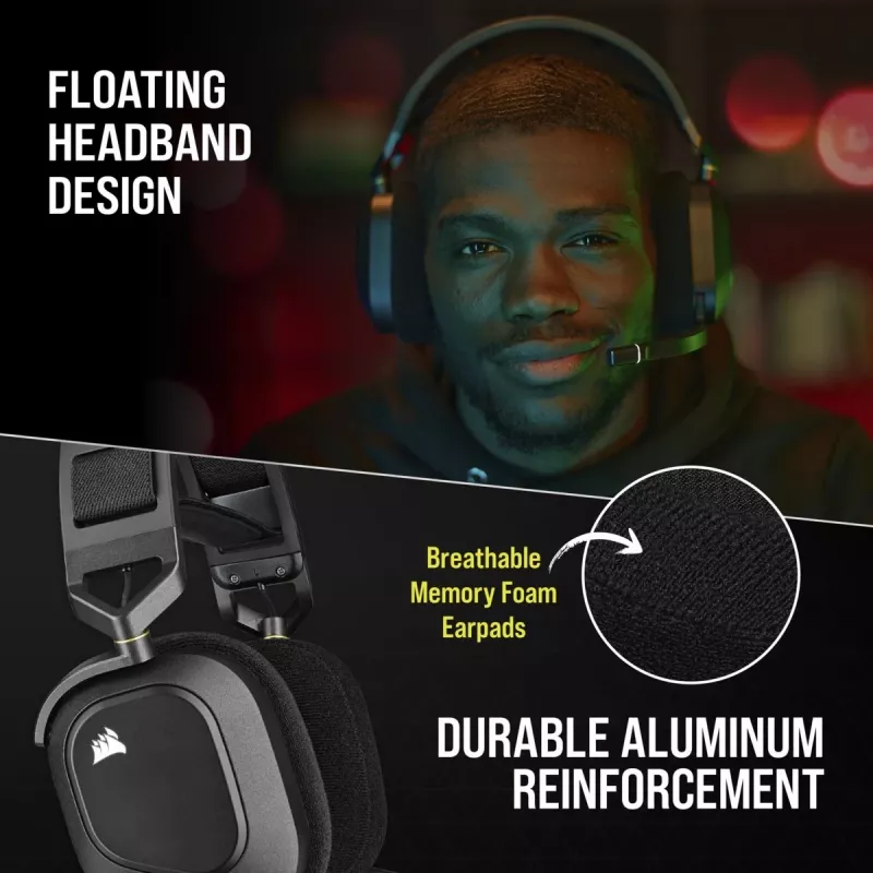CORSAIR gamingheadset HS80 - draadloos - carbon